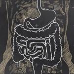 outline of digestive tract in black and white